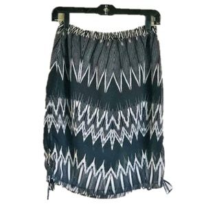 1. State Sheer Hem Black Zigzag Patterned  Skirt